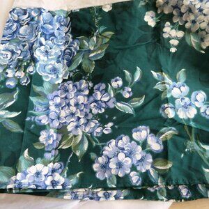 New Vintage King Bed Skirt Green Blue Floral 13" Drop Cottage Country USA Made